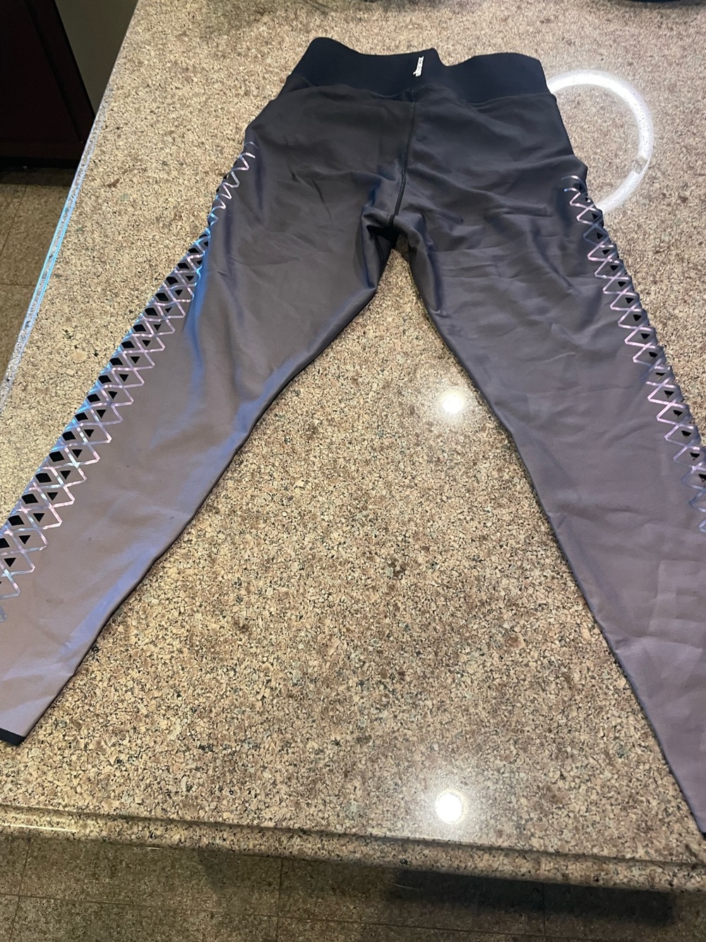 ultracor Black High-Waist Leggings with Side Lattice Detail